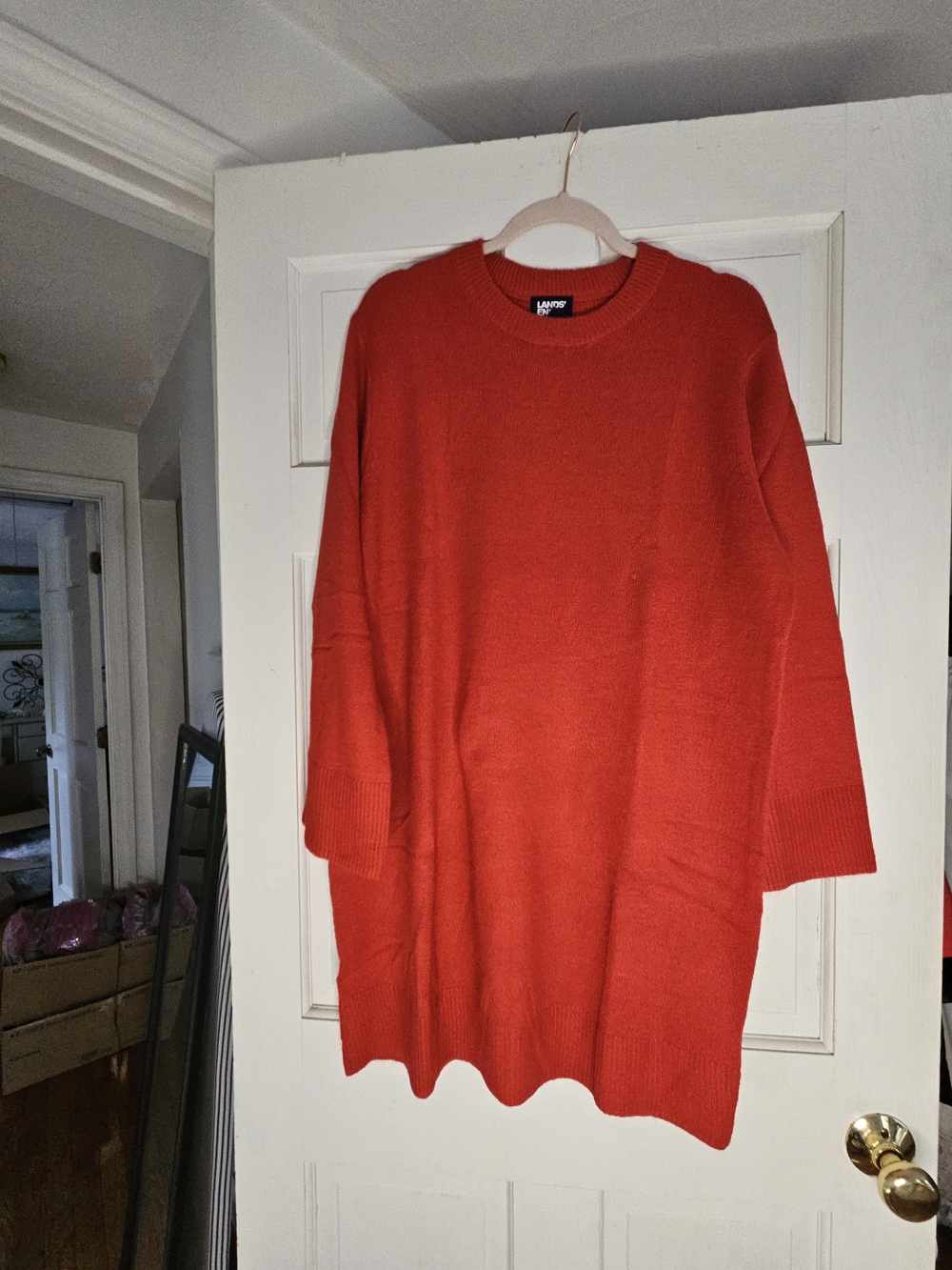 Lands' End Women's Bright Red Scoopneck Sweater Dress #santa # Christmas #202
